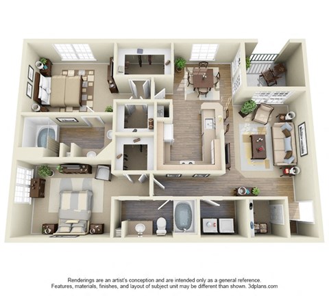 2 bed 2 bath B at Montfort Place Apartments, Dallas, TX, 75254